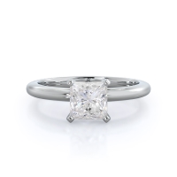 Classic Four Prong Solitaire Princess Moissanite Ring; 0.5 carats; 14kt white gold